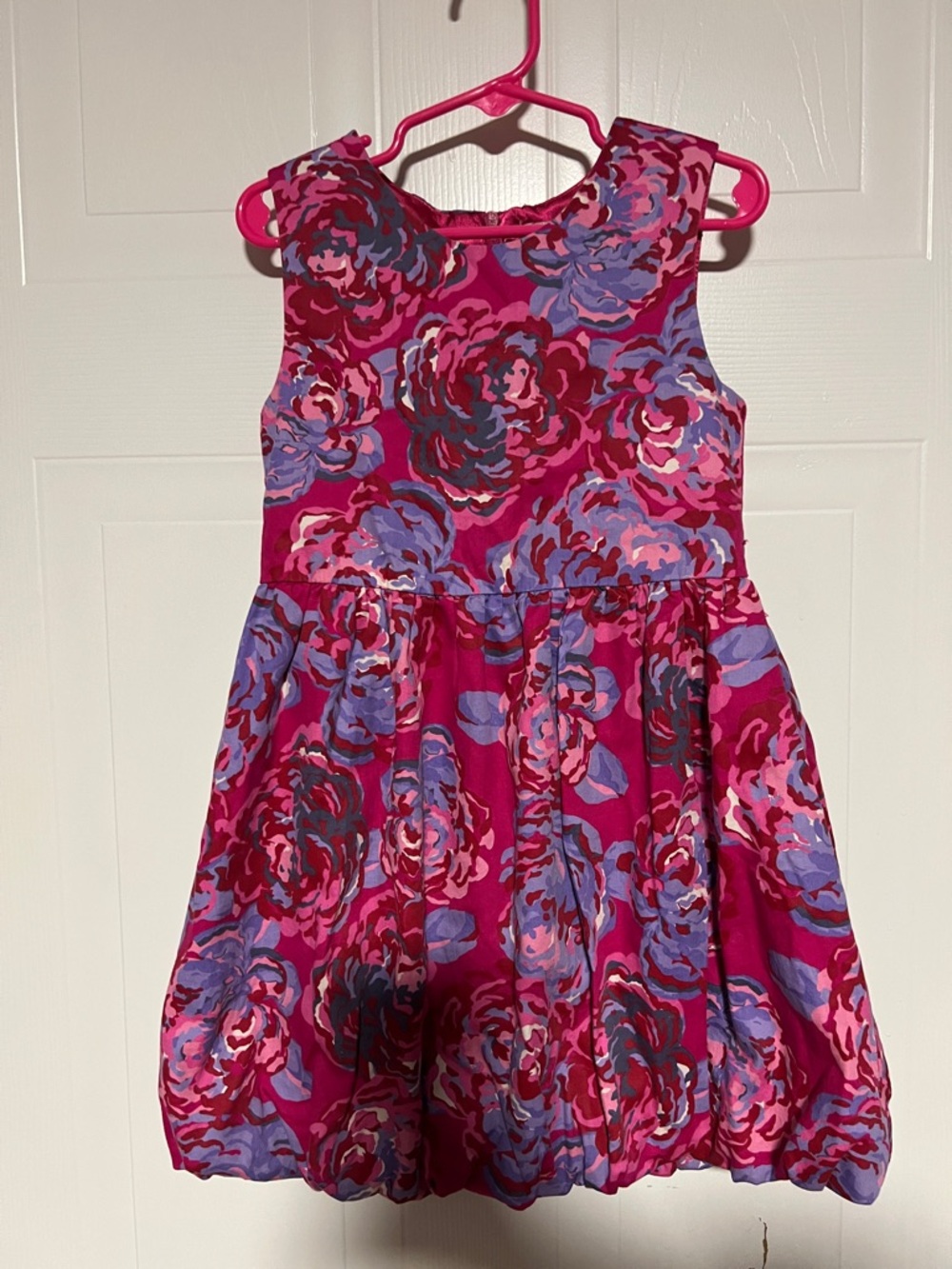 1989 Place Girls' Magenta Floral Bubble Dress with Purple Accents